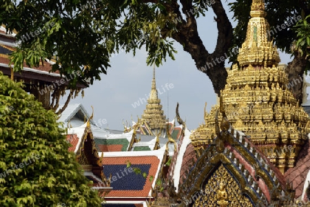 Der Wat Phra Kaew in der Stadt Bangkok in Thailand in Suedostasien.