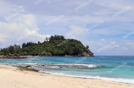 Sunny day beach view on the paradise islands Seychelles.