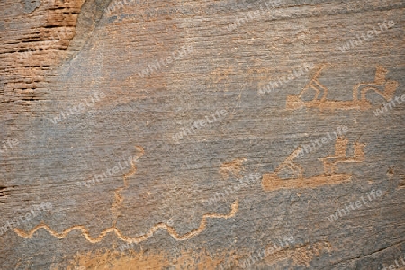 ca. 1500 Jahre alte Wandzeichnungen der indianischen Ureinwohner, Monument Valley, Arizona, USA