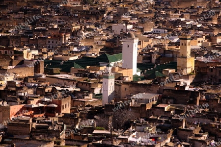 The Medina of old City in the historical Town of Fes in Morocco in north Africa.