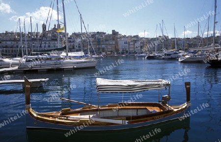 The centre of the Old Town of the city of Valletta on the Island of Malta in the Mediterranean Sea in Europe.
