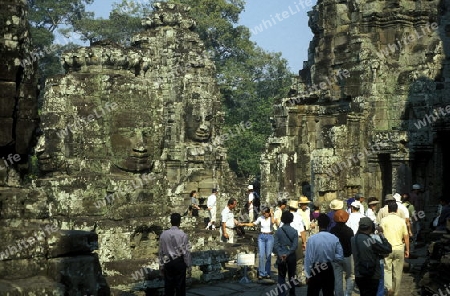 the bayon temple in angkor Thom temples in Angkor at the town of siem riep in cambodia in southeastasia. 