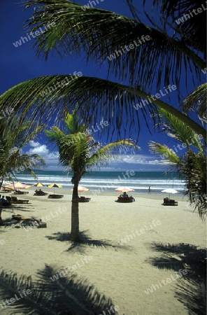 Ein Strand in Nusa Dua im Sueden der Insel Bali in Indonesien in Suedostasien.