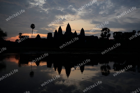 The Angkor Wat in the Temple City of Angkor near the City of Siem Riep in the west of Cambodia.