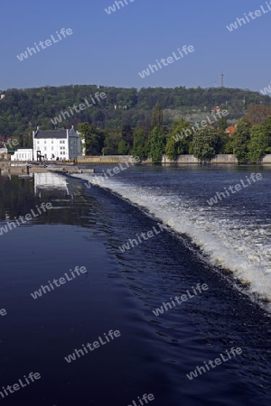 Blick ueber die Moldau , Staustufe,   Prag, Tschechien, Europa, Boehmen, Europa