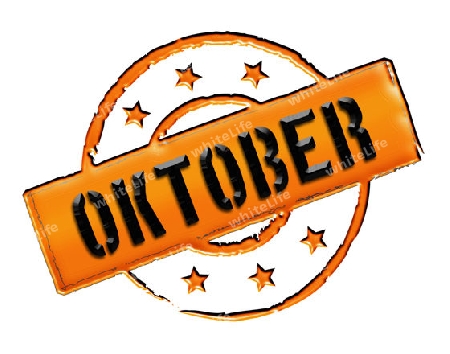 Sign, symbol, stamp or icon for your presentation, for websites and many more named OKTOBER