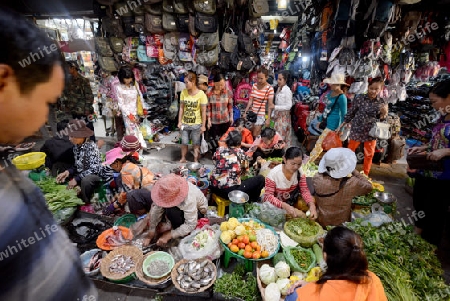 The Market in the old City of Siem Riep neat the Ankro Wat Temples in the west of Cambodia.