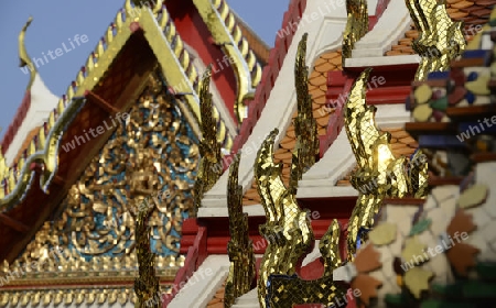 Die Tempelanlage des Wat Pho in der Hauptstadt Bangkok von Thailand in Suedostasien.