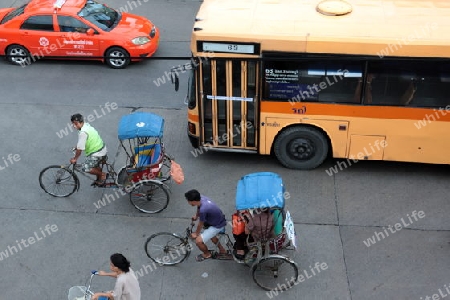 people transport at the Morningmarket in Nonthaburi north of the city of Bangkok in Thailand in Suedostasien.