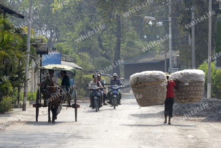 Street scene on a road in the town of Nyaungshwe at the Inle Lake in the Shan State in the east of Myanmar in Southeastasia.