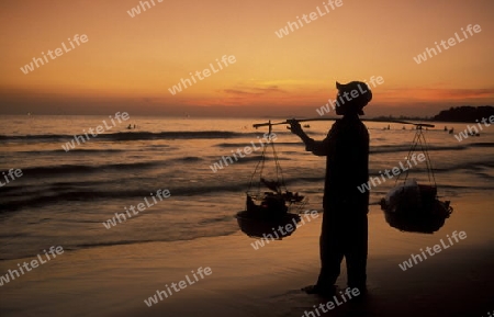 the beach at the coast of the Town of Sihanoukville in cambodia in southeastasia. 