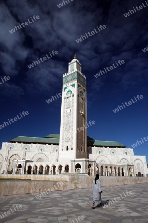 The Hassan 2 Mosque in the City of Casablanca in Morocco , North Africa.