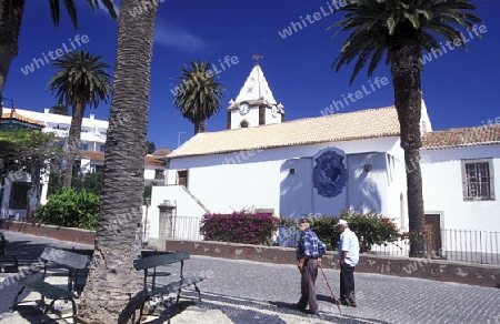 Das Dorf Vila Baleira auf der Insel Porto Santo bei der Insel Madeira im Atlantischen Ozean, Portugal.