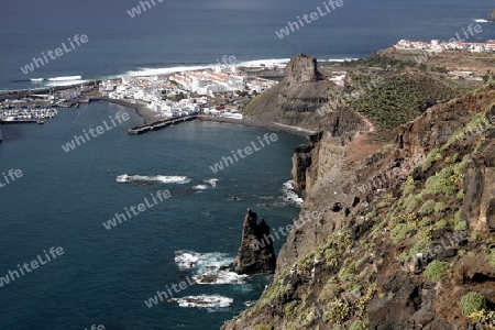 The coast and the Village of Puerto de las Nieves on the Canary Island of Spain in the Atlantic ocean.