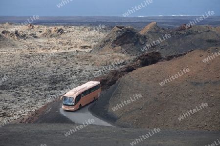 The  Vulkan National Park Timanfaya on the Island of Lanzarote on the Canary Islands of Spain in the Atlantic Ocean. on the Island of Lanzarote on the Canary Islands of Spain in the Atlantic Ocean.
