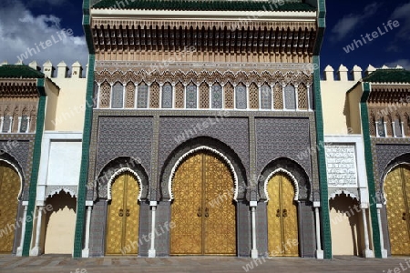 The Kindpalace of  Dar el Makhzen in the old City in the historical Town of Fes in Morocco in north Africa.