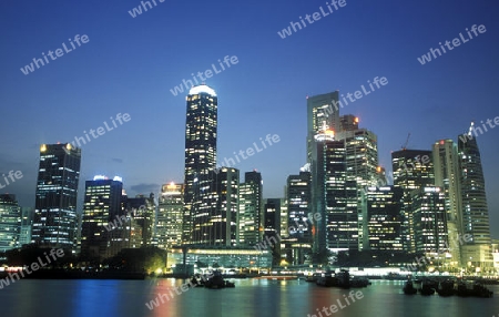 Die Innenstadt von Singapur in Suedostasien.