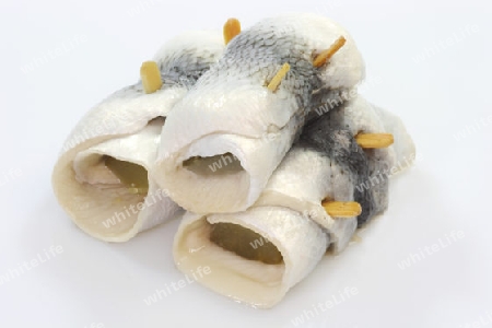 Rollmops auf hellem Hintergrund