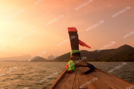 The Hat Tom Sai Beach at Railay near Ao Nang outside of the City of Krabi on the Andaman Sea in the south of Thailand. 