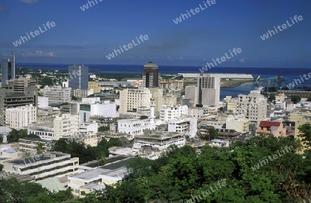 Das Stadtzentrum der Hauptstadt Port Louis an der Westkueste von Mauritius   