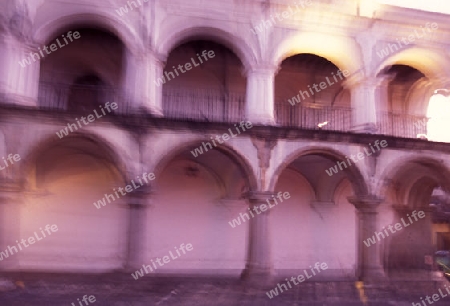 the main square in the old town in the city of Antigua in Guatemala in central America.   