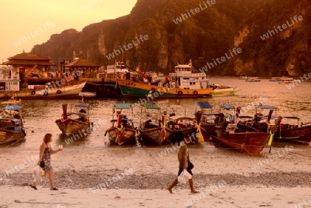 A Beach in the Town of Ko PhiPhi on Ko Phi Phi Island outside of  the City of Krabi on the Andaman Sea in the south of Thailand. 