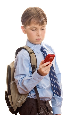 Boy using a mobile phone