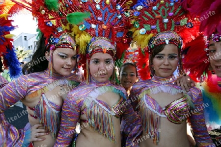 the carneval in the city of Las Palmas on the Island Gran Canary on the Canary Island of Spain in the Atlantic Ocean. 