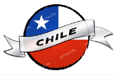 Circle Land CHILE - your country shown as illustrated banner for your presentation or as button...