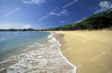 Ein Strand in Nusa Dua im Sueden der Insel Bali in Indonesien in Suedostasien.