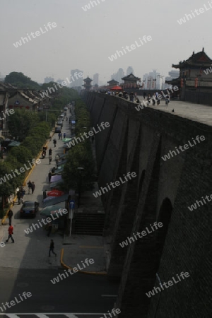 Altstadt von Xian, Blick ueber die Stadtmauer