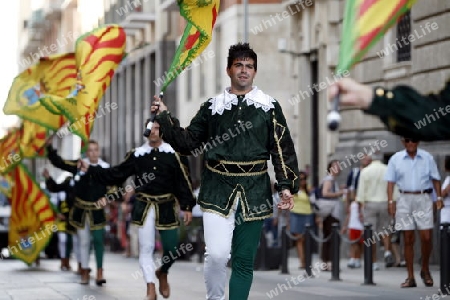 a history ceremony in the old Town of Siracusa in Sicily in south Italy in Europe.