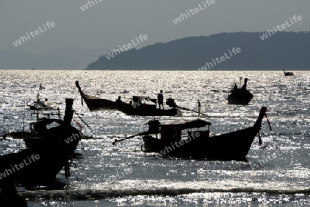 The Hat Railay Leh Beach at Railay near Ao Nang outside of the City of Krabi on the Andaman Sea in the south of Thailand. 