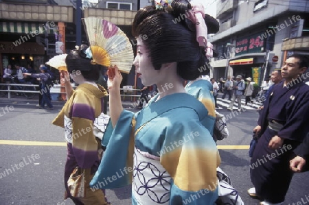 a Gaisha at the big Edo Festival at the Kanda-Matsuri Temple in the City centre of Tokyo in Japan in Asia,



