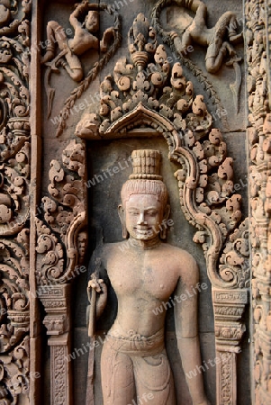 The Tempel Ruin of  Banteay Srei about 32 Km north of the Temple City of Angkor near the City of Siem Riep in the west of Cambodia.