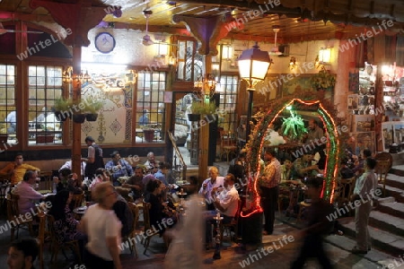  Ein traditionelles Cafe im Souq und Altstadt von Damaskus in der Hauptstadt von Syrien. 