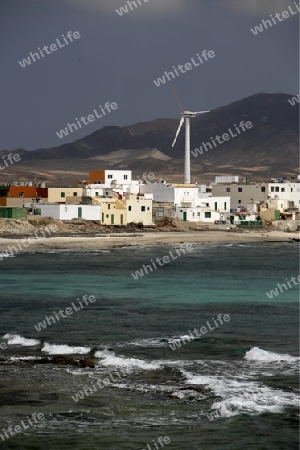 The Fishing Village of  Puertito de la Cruz on the coast in the Jandia Natural Parc on the south of the Island Fuerteventura on the Canary island of Spain in the Atlantic Ocean.