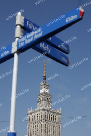 The Culture Palace in the City of Warsaw in Poland, East Europe.