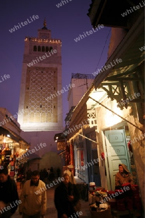 Afrika, Nordafrika, Tunesien, Tunis
Die Grosse Moschee Zaytouna von einer Dachterasse in der Medina oder  Altstadt der Tunesischen Hauptstadt Tunis. 






