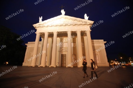 The old Town of the City Vilnius with the clocktower and the Johanneschurch  in the Baltic State of Lithuania,  