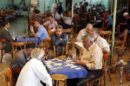  Ein traditionelles Cafe im Souq und Altstadt von Damaskus in der Hauptstadt von Syrien. 