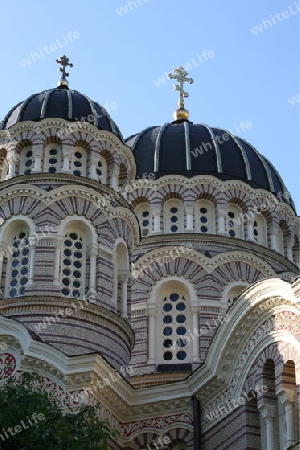 Europa, Osteuropa, Baltikum, Lettland, Riga, Altstadt, Neustadt, Innenstadt, Russisch Orthodoxe Kirche, Kirche, Kuppel, 