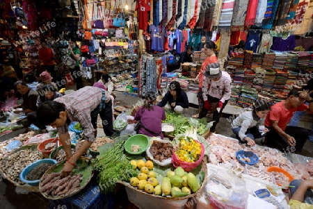 The Market in the old City of Siem Riep neat the Ankro Wat Temples in the west of Cambodia.