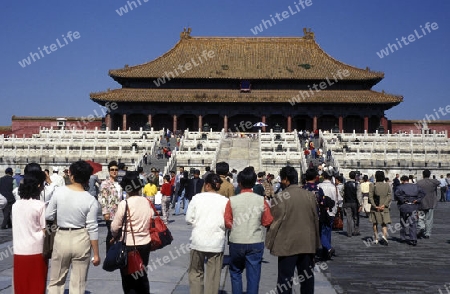 the forbidden city in the city of beijing in the east of china in east asia. 