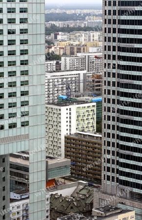 The Down Town of the new and modern City of Warsaw in Poland, East Europe.