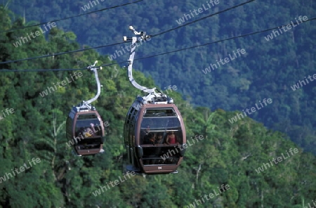 The cablecar tu the Mount Mat Chincang in the northwest of the Islandl Langkawi in Malaysia, southeastasia.