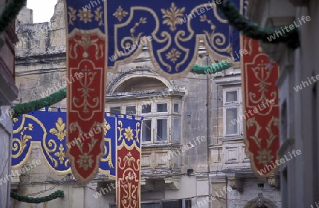 The traditional prozession of St Philip at the Church St Philip in the Village of Zebbug on Malta in Europe.