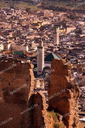 The Medina of old City in the historical Town of Fes in Morocco in north Africa.