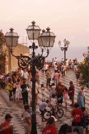 The old Town of  Taormina in Sicily in south Italy in Europe.