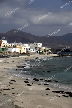 The Fishing Village of  Puertito de la Cruz on the coast in the Jandia Natural Parc on the south of the Island Fuerteventura on the Canary island of Spain in the Atlantic Ocean.